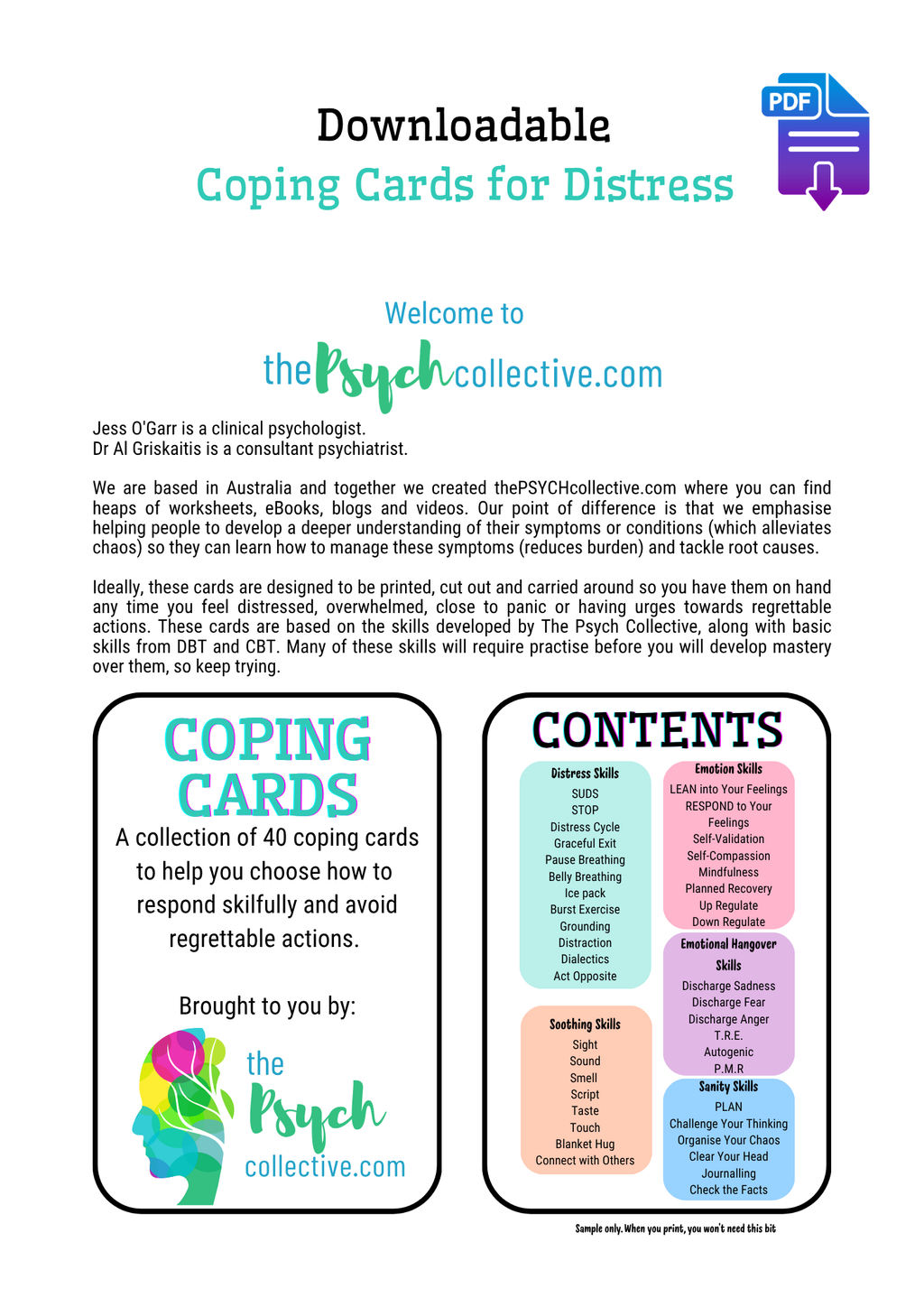 Downloadable Coping Cards