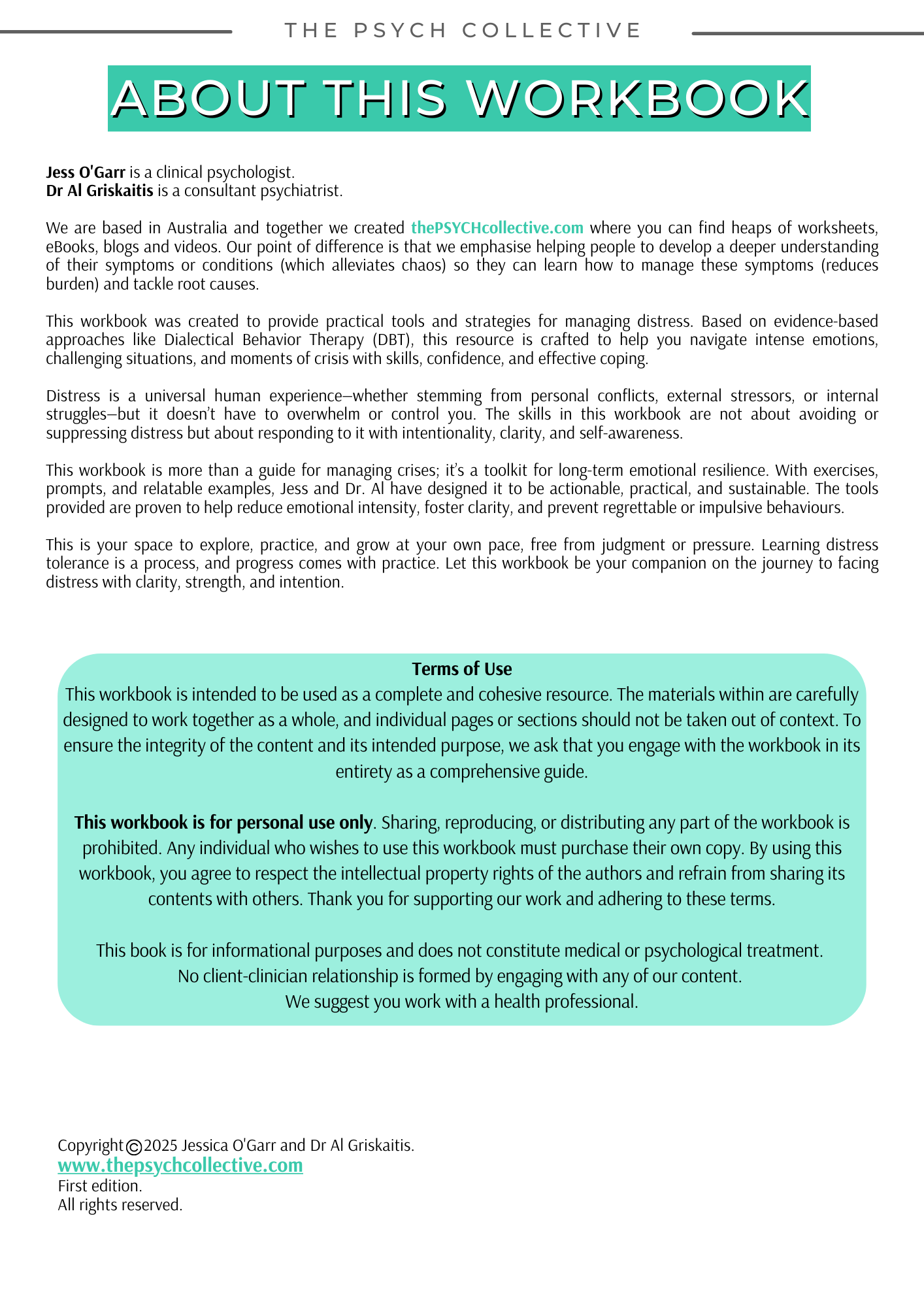 Distress Skills Patient Workbook - eBOOK